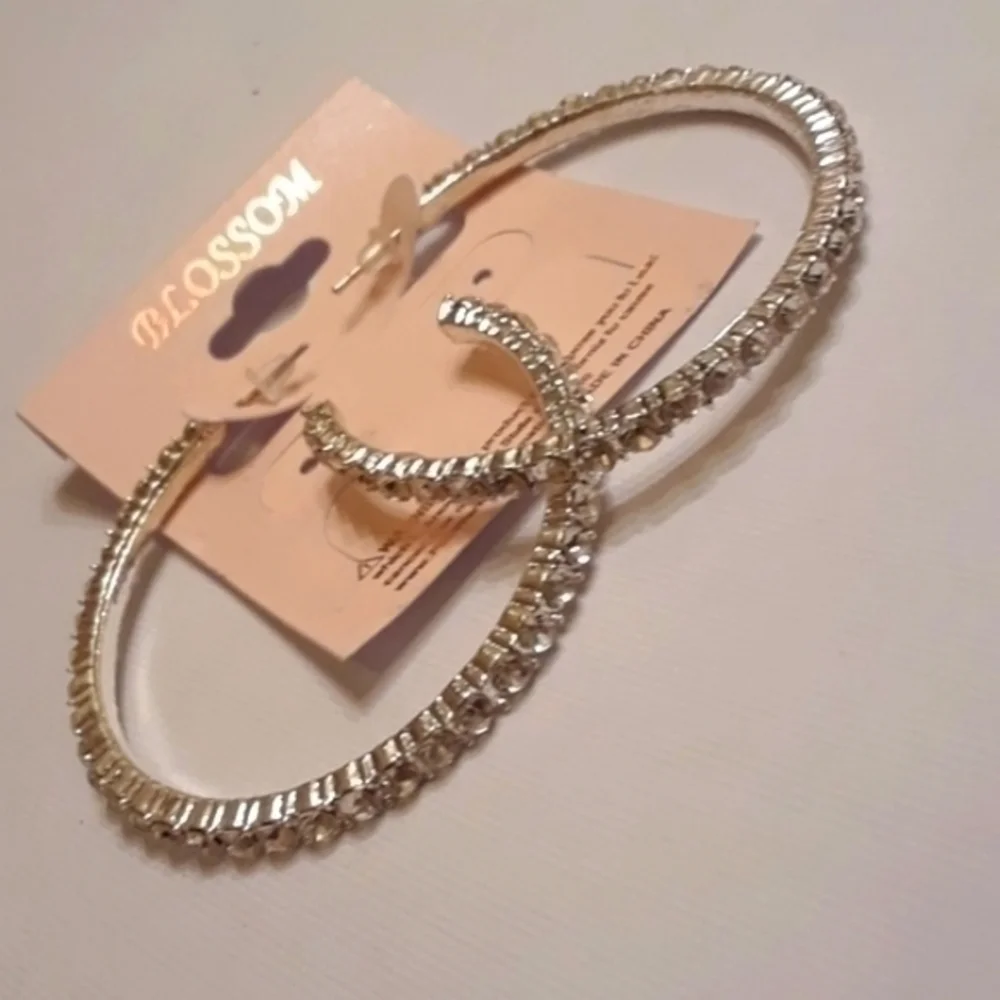 Blossom Silver Tone CZ Trimmed Hoop Earrings